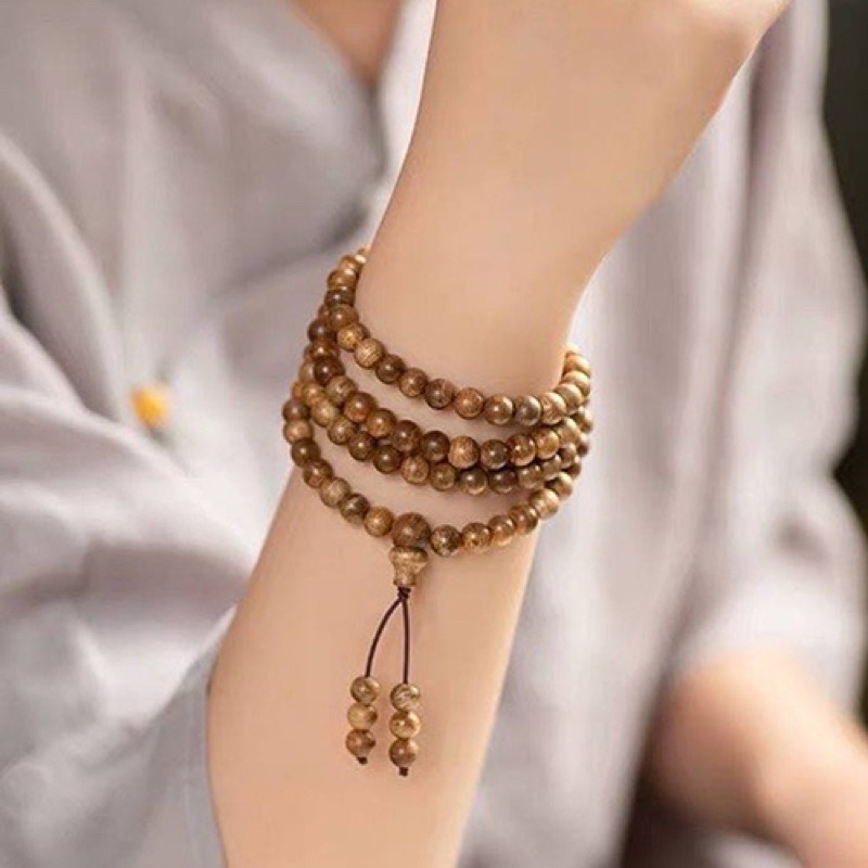 Vòng gỗ 108 hạt gỗ bách xanh thơm dịu mùi hương , vòng tay phong thủy nam nữ