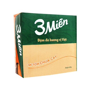 Thùng 30 gói mì 3 miền tôm chua cay 65g