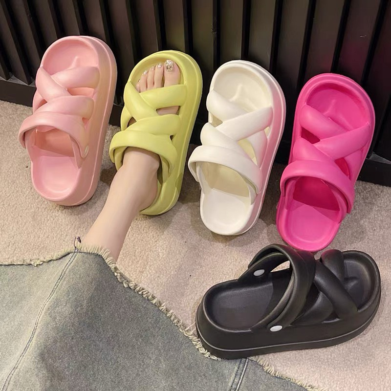 Dép Bánh Mì Nữ Đế Cao quai Chéo