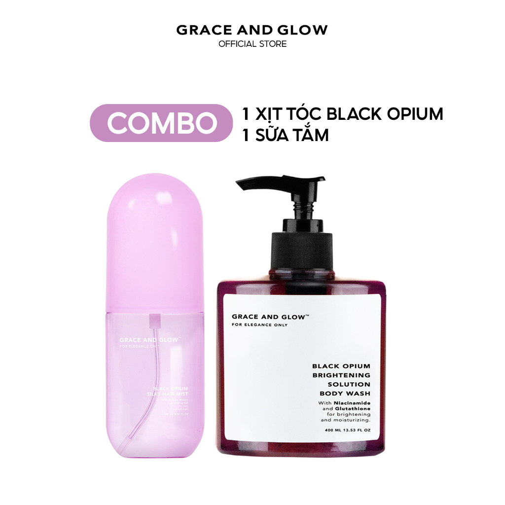 Combo sữa tắm và xịt dưỡng tóc GRACE AND GLOW 400ml + 100ml