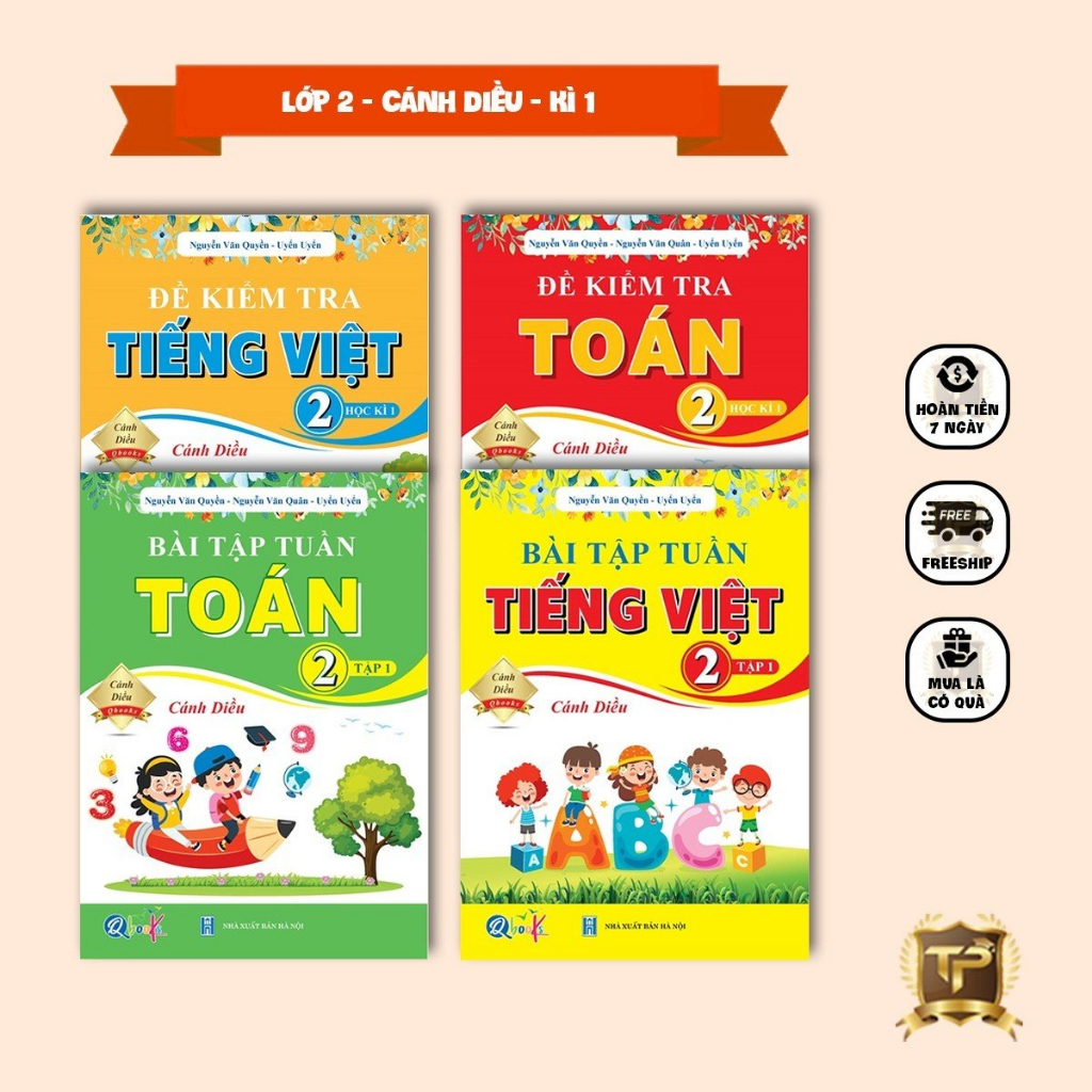 Sách - Combo Bài Tập Tuần và Đề Kiểm Tra lớp 2 - Chương Trình Cánh Diều Toán và Tiếng Việt Học kì 1 (4 cuốn)