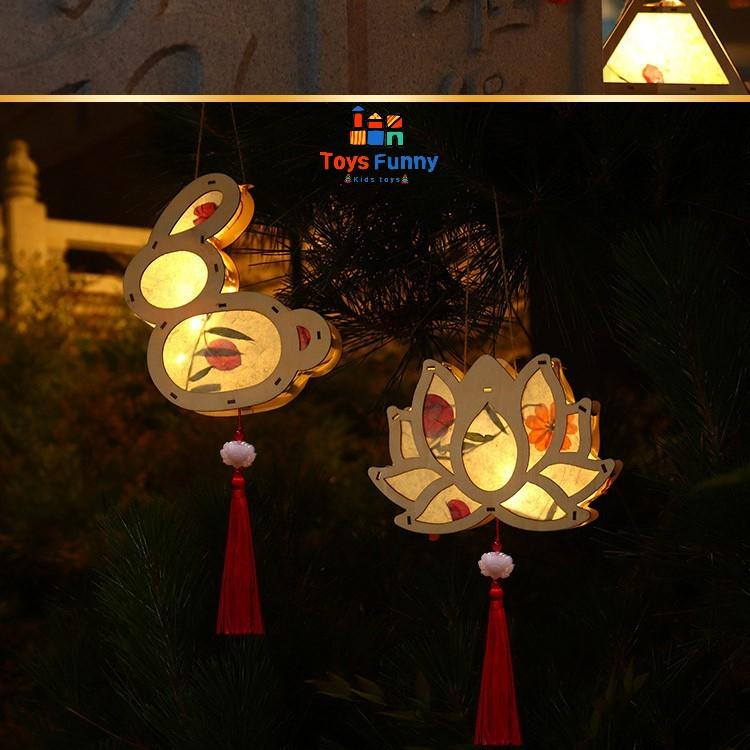 Đèn lồng trung thu bằng gỗ handmade nhiều mẫu cho bé