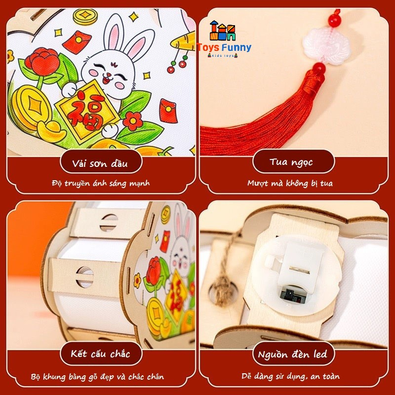 Đèn lồng trung thu bằng gỗ handmade nhiều mẫu cho bé