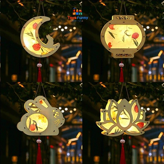 Đèn lồng trung thu bằng gỗ handmade nhiều mẫu cho bé