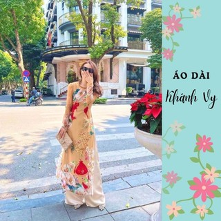 Áo dài cách tân vai bồng cổ cách điệu đính kết hạt cao cấp