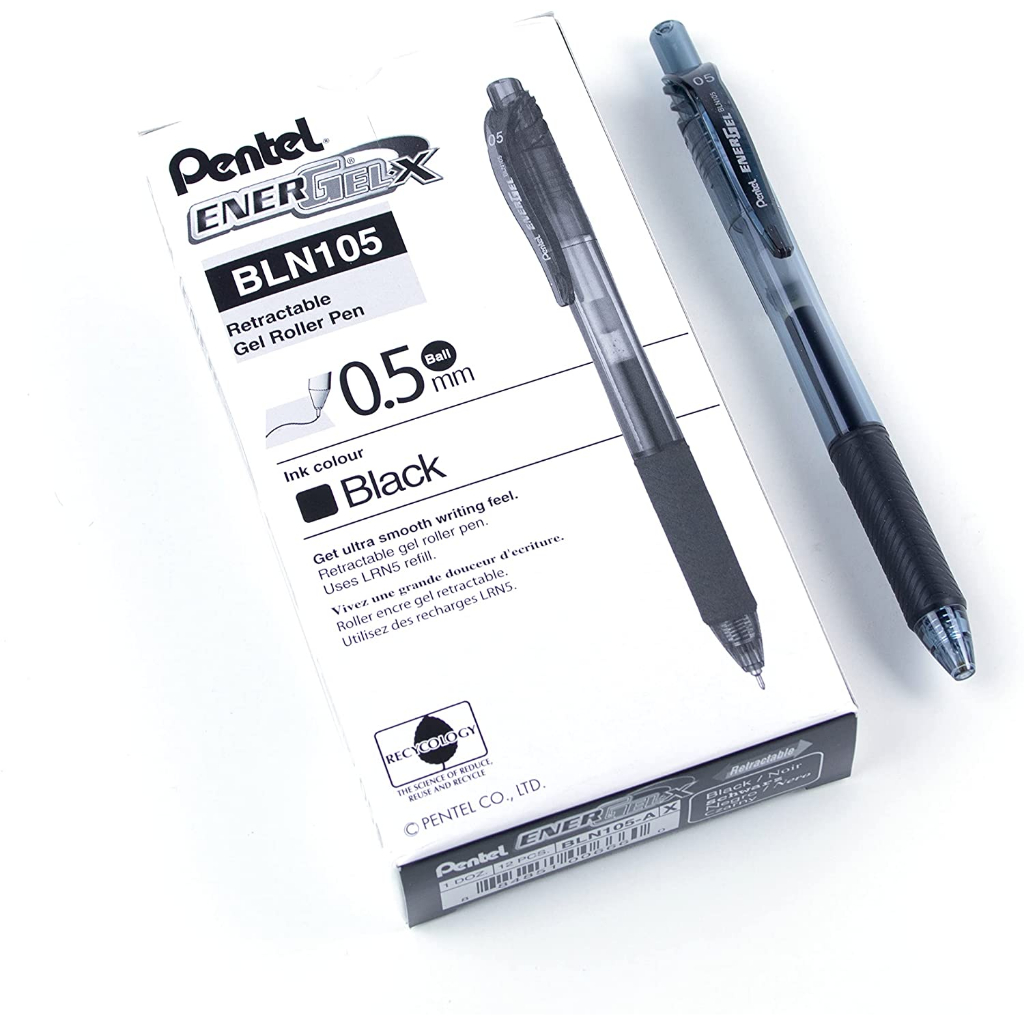 Hộp 12 Bút Bi Nước Nhật Bản Pentel BLN105 Cỡ Ngòi 0.5mm| Khô Trong 1/3s | Bút Bi Nhiều Màu | Bút Bi Gel Pentel Energel X