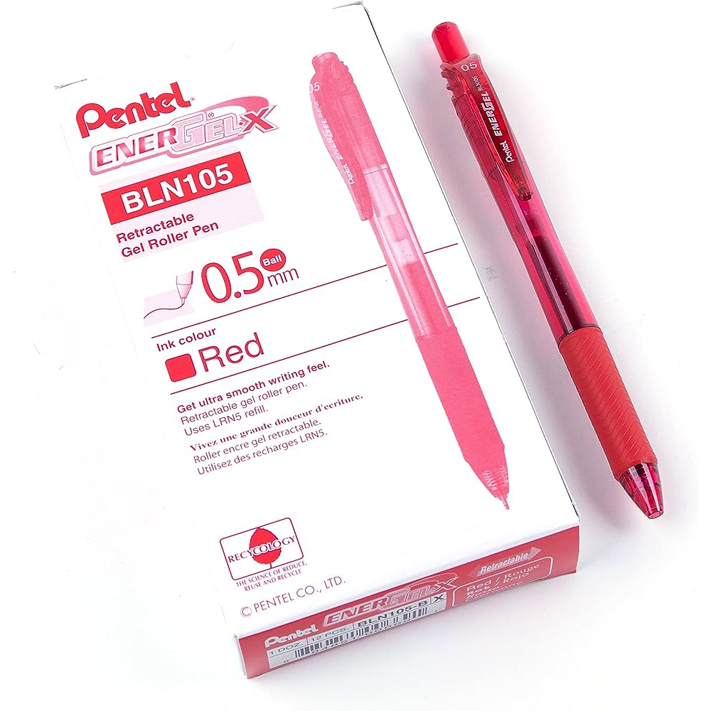 Hộp 12 Bút Bi Nước Nhật Bản Pentel BLN105 Cỡ Ngòi 0.5mm| Khô Trong 1/3s | Bút Bi Nhiều Màu | Bút Bi Gel Pentel Energel X