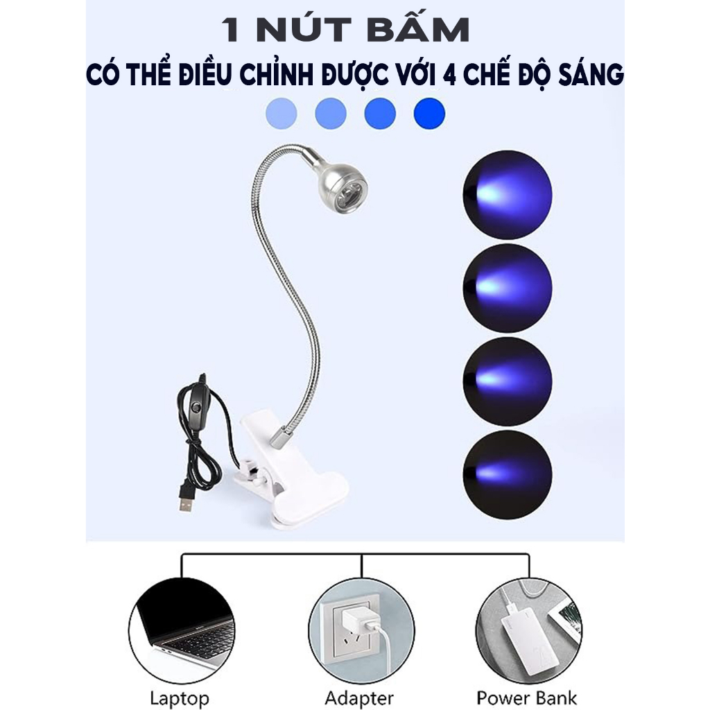 Đèn LED Làm Móng Tay Nail Máy Sấy Khô Tia Cực Tím 3W Với 4 Độ Sáng Điều Chỉnh Linh Hoạt Dùng Để Hong Khô Móng Gel