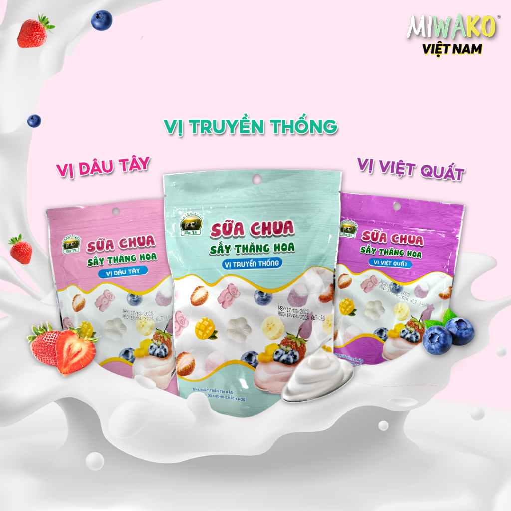 Sữa Chua Sấy Thăng Hoa Ba Vì Gồm 3 Vị Hoa Qủa Cho Bé Ăn Dặm Bổ Dưỡng - Orgavil Việt Nam