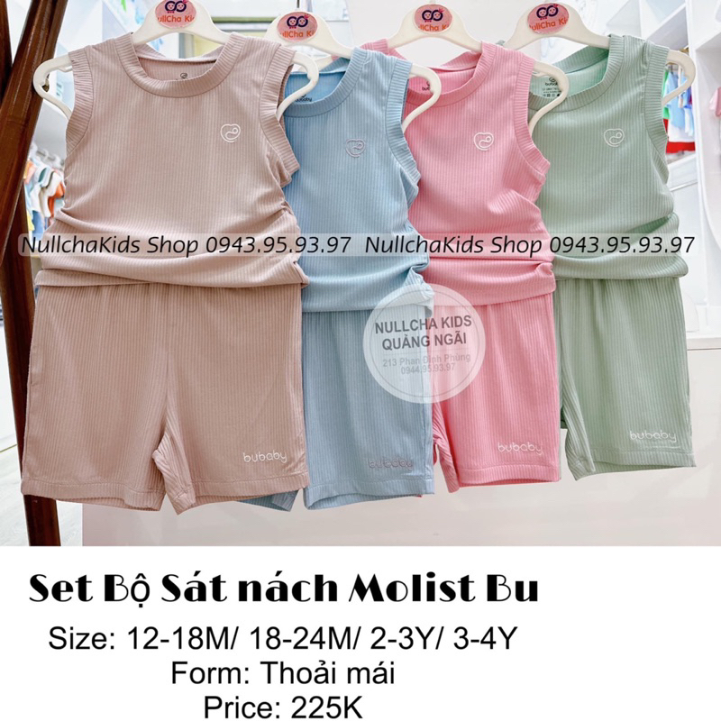 BU BABY - Bộ ba lỗ cổ tròn Molist bubaby cho bé trai bé gái