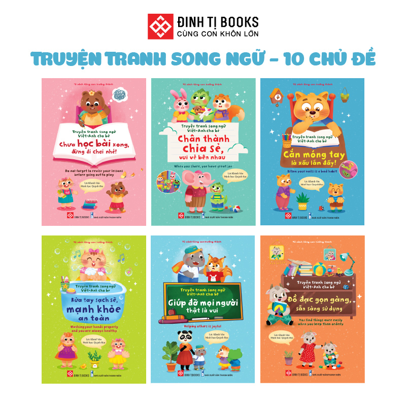 Truyện tranh song ngữ Việt - Anh cho bé - Giáo dục tính cách cho trẻ 3 - 9 tuổi - Đinh Tị Books