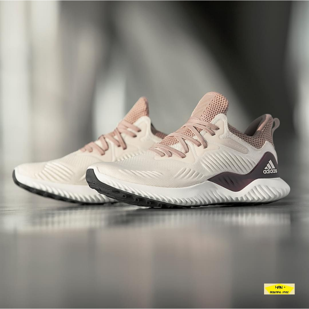 Giày thể thao Alphabounce Beyond trắng sữa quai tím, giày chạy bộ, tâp gym ... dành cho nam nữ, full box