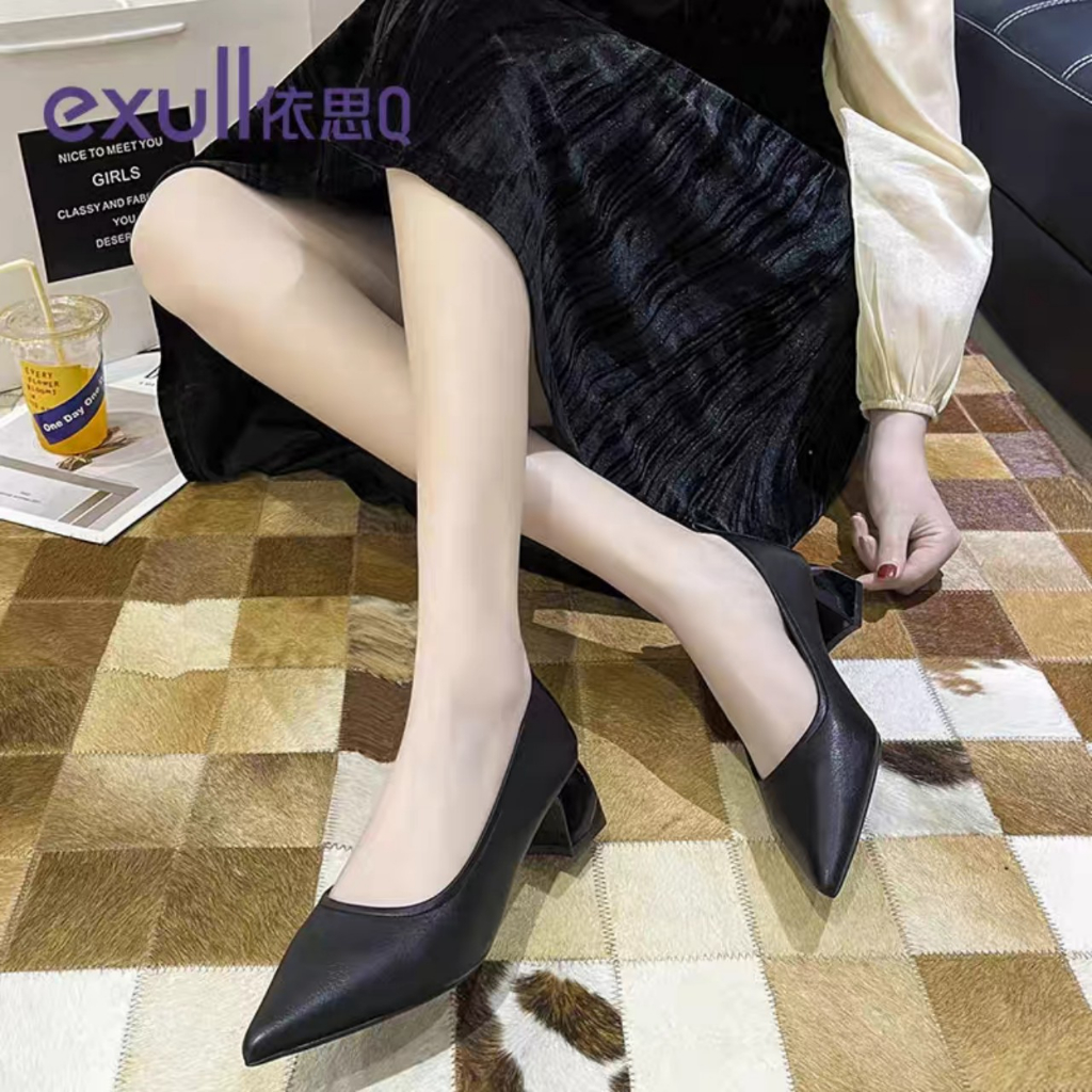 giày cao gót nữ exull thời trang công sở đẹp cao cấp giá rẻ chắc chắn da mềm êm chân cao 4.5p màu be-GCGG05
