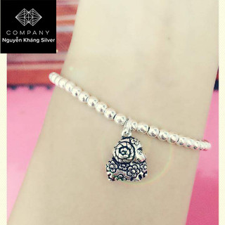 Lắc tay bi bạc ta kèm con giáp sơn đen