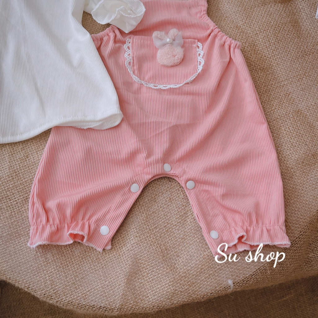 Body yếm dài thân hồng bé gái dễ thương 🍓[𝐓𝐀̣̆𝐍𝐆 𝐊𝐄̀𝐌 mũ🍓 Su Shop- body thiết kế sinh nhật thôi nôi cho bé