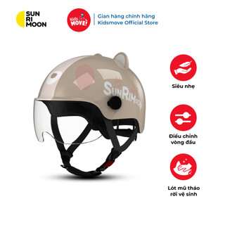 Mũ bảo hiểm trẻ em có kính siêu nhẹ Sunrimoon WT-074, cho bé 3-14 tuổi, chỉnh vòng đầu, lót mũ tháo rời, thiết kế cute