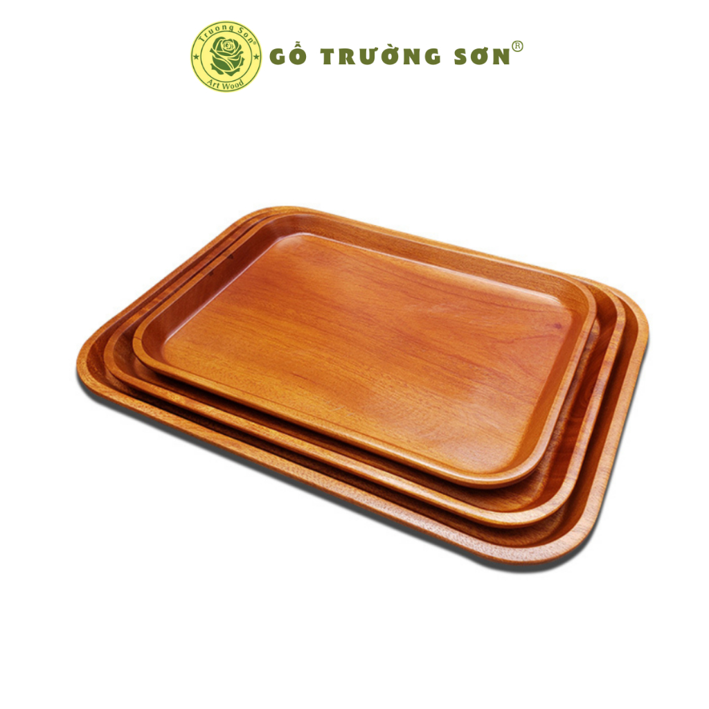 Khay Gỗ Chữ Nhật Xà Cừ Phục Vụ Bàn Ăn 3 Size ( 23 cm, 26 cm, 29 cm ) - Đồ Dùng Nhà Bếp Thương Hiệu Trường Sơn