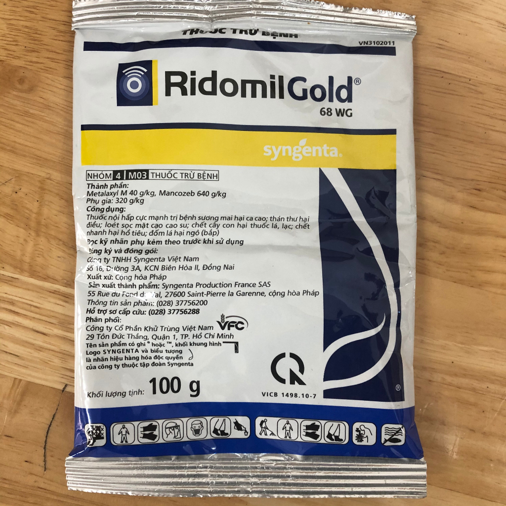 Chế phẩm trừ nấm bệnh cây trồng RidomilGold 68wp 100g