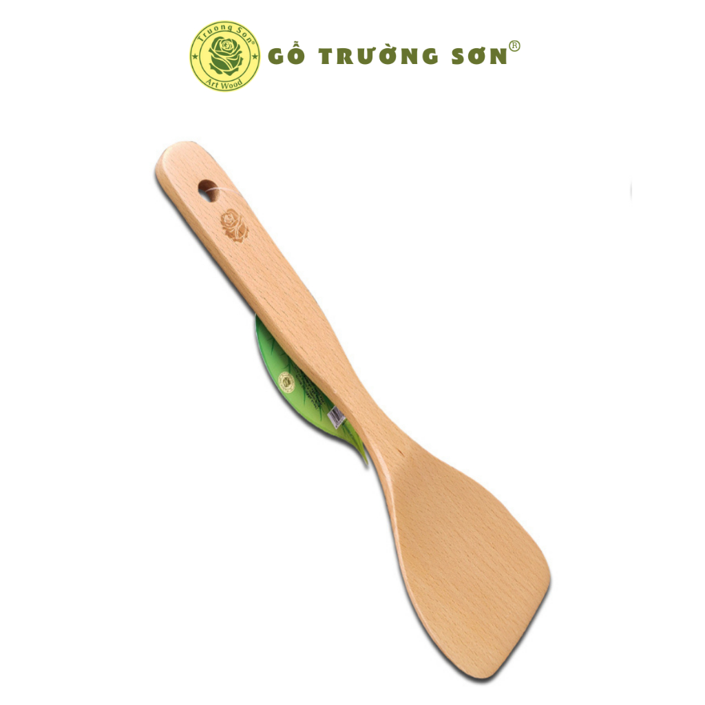 Muỗng Xới Cơm Miệng Bằng - Vá Sạn Gỗ 02 Bằng ( 27.5 x 8.5 cm ) - Đồ Gỗ Nhà Bếp Thương Hiệu Trường Sơn