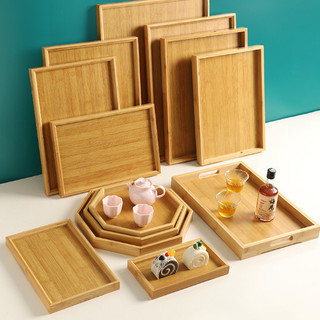 Khay gỗ chữ nhật lục giác đủ size, khay bánh gỗ tre trưng bày bàn tiệc bàn trà nhiều loại