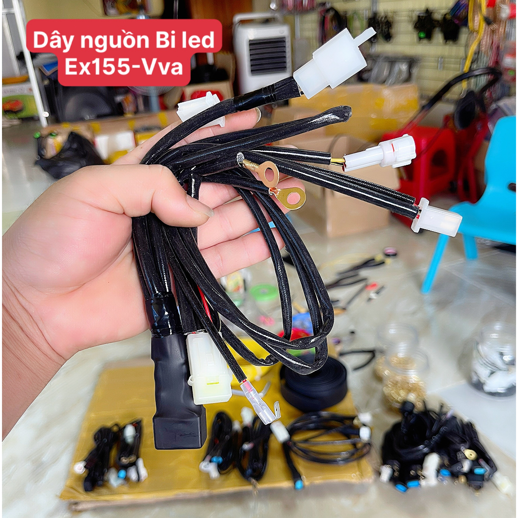 Bộ dây nguồn gắn bi cầu bi led bi xenon xe oto xe máy chân h4