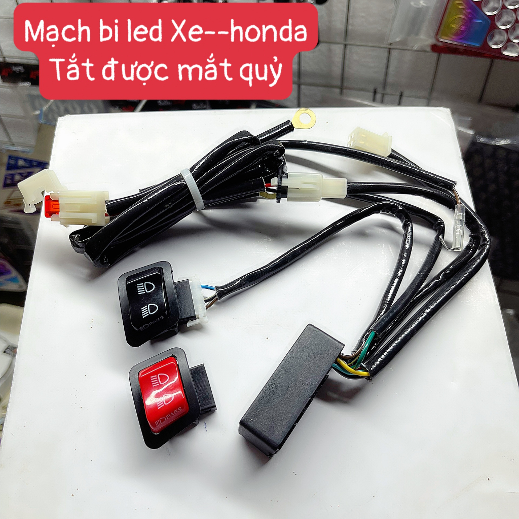 Bộ dây nguồn gắn bi cầu bi led bi xenon xe oto xe máy chân h4