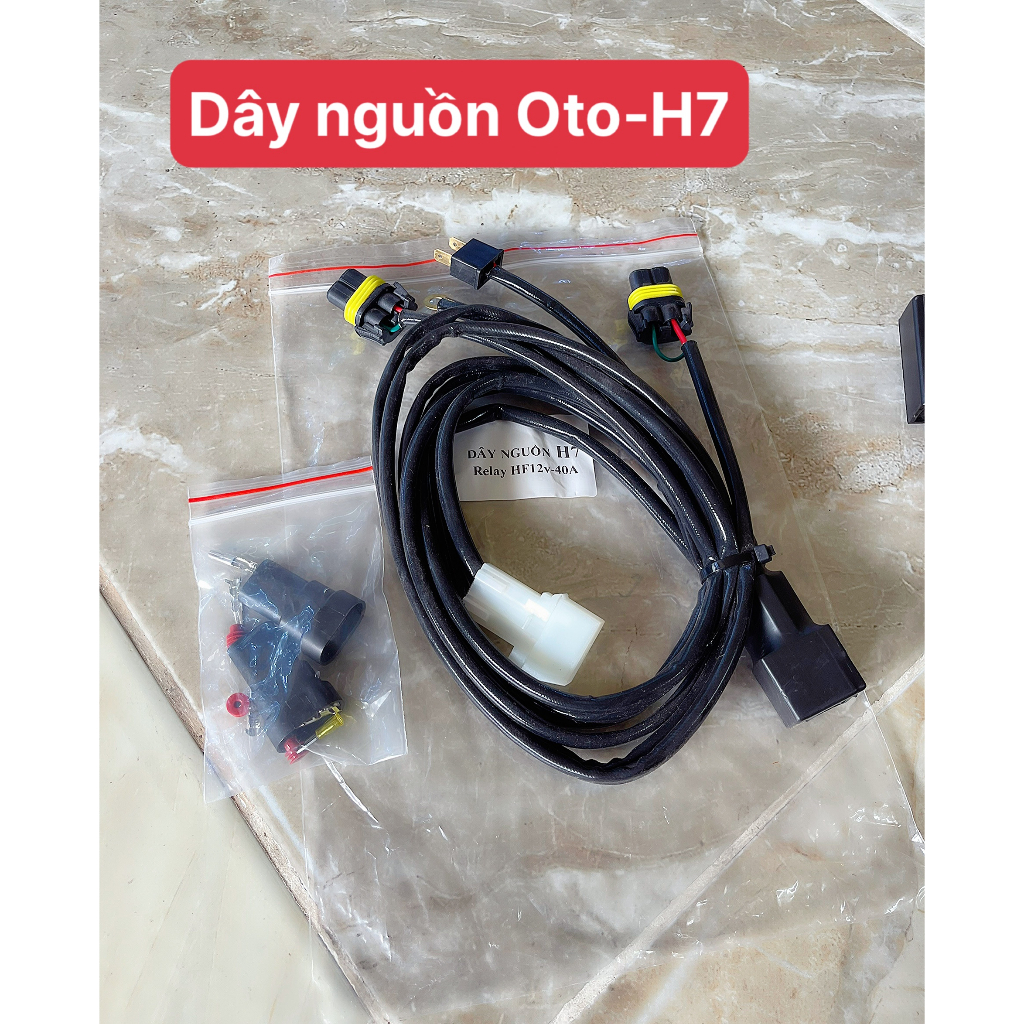 Bộ dây nguồn gắn bi cầu bi led bi xenon xe oto xe máy chân h4