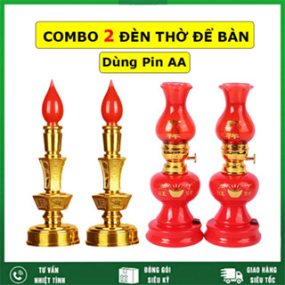  Đèn để bàn thờ dùng pin đèn cầy đèn thờ cúng pin tiểu AA trang trí bàn thờ gia tiên thổ địa 