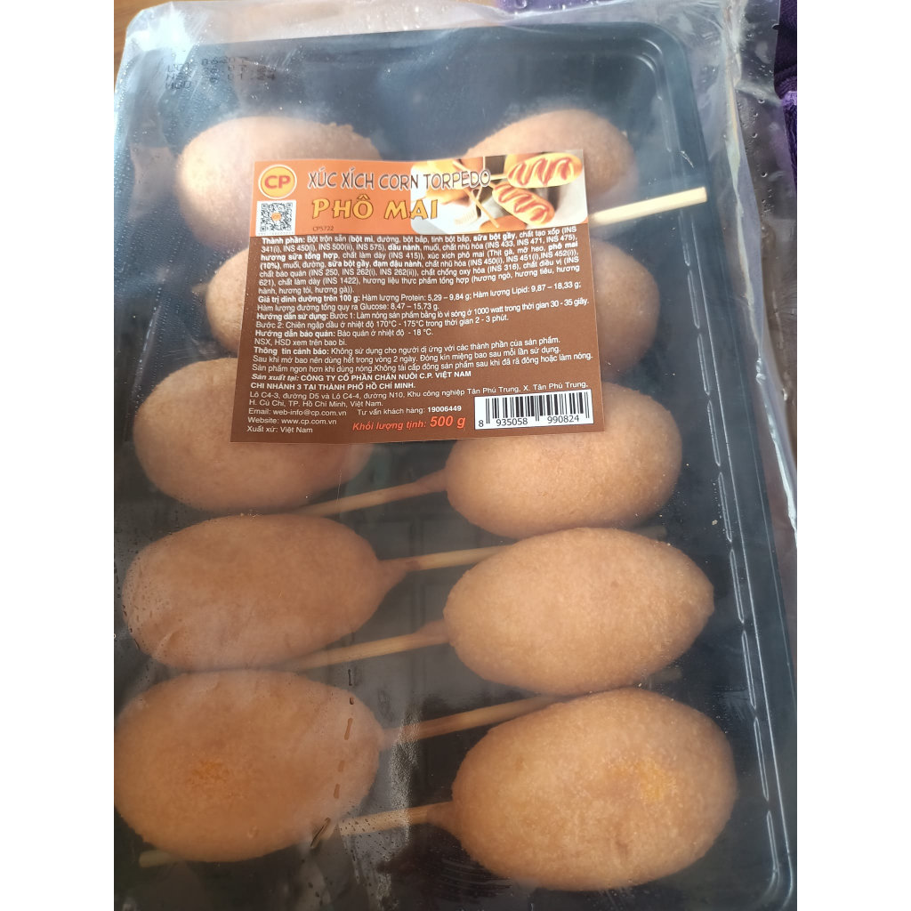 Xúc xích toperdo phô mai, xúc xích tươi CP, hotdog xúc xích phô mai CP, hàng chính hãng