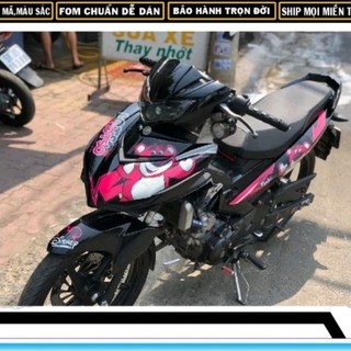 Tem rời exciter 150 gấu dâu losto dán xe đen