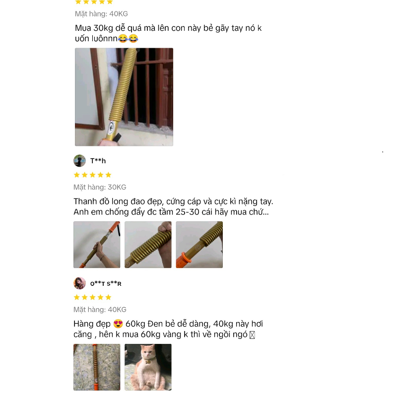 Gậy lò xo bẻ tập cơ tay đồ long 100kg huyết long 120kg màu vàng đỏ thanh lò xo 70kg 80kg 90kg tập ngực vai thể thao gym