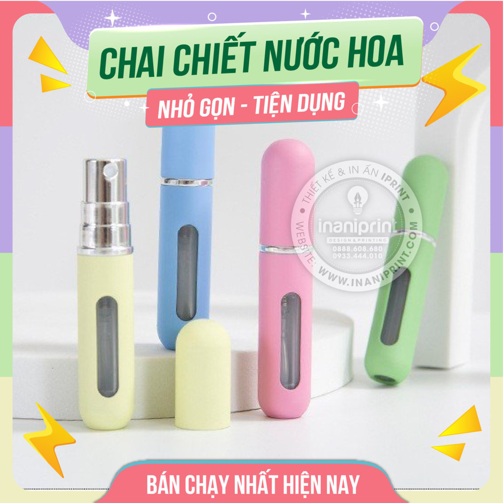 Chai lọ chiết nước hoa tự động dạng xịt, tuýp chiết nước hoa mini xịt phun giá rẻ, tiện dụng - 5ml
