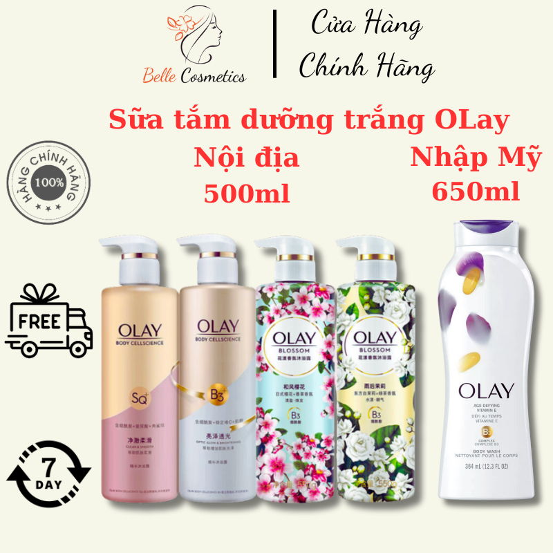 Sữa Tắm dưỡng trắng OLAY B3+ siêu dưỡng trắng da, cấp ẩm, giúp làn da mịn màng , căng bóng hơn / Belle Cosmetics