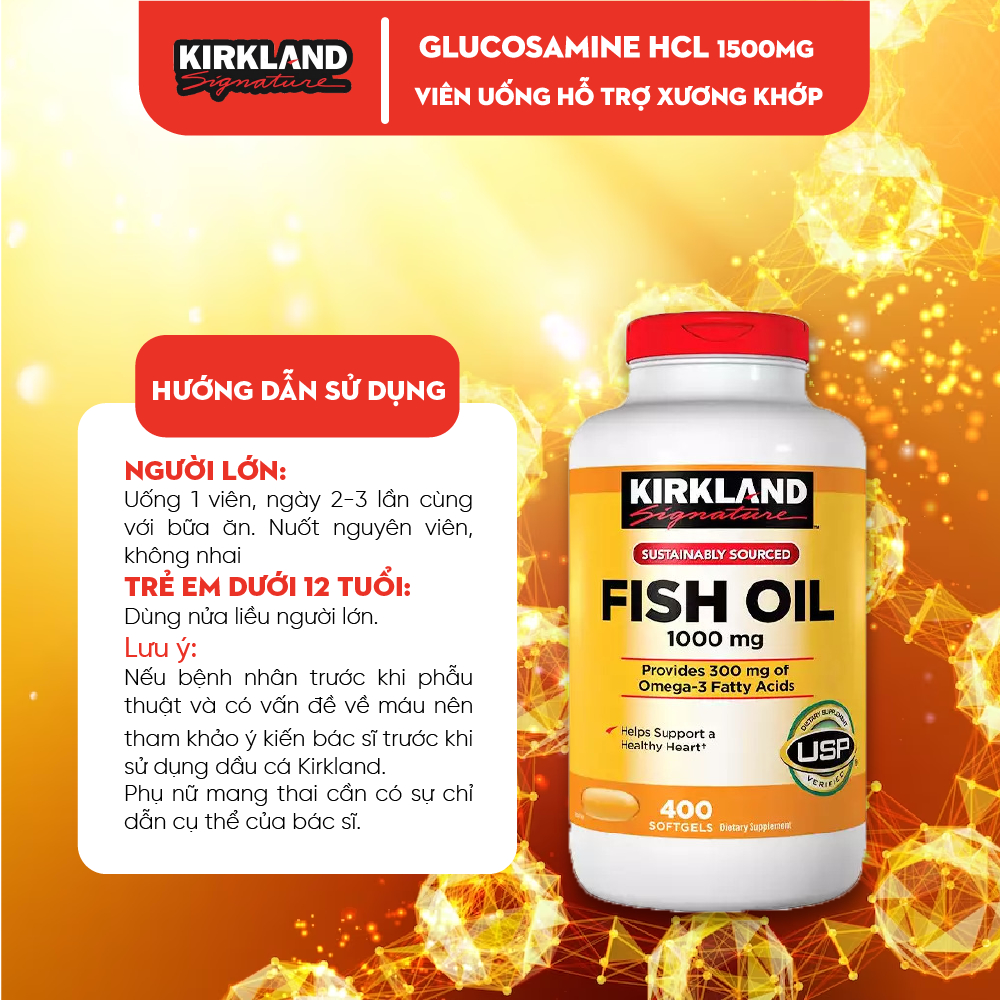 Dầu cá Fish oil 1000mg 400 viên của Mỹ Kirkland Signature giúp bảo vệ mắt, hỗ trợ tim mạch, làm đẹp da, giữ ẩm tự nhiên