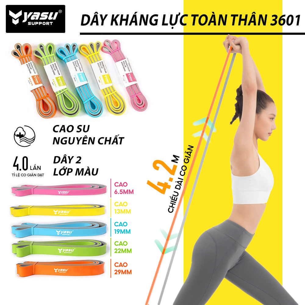 Dây kháng lực tập toàn thân Powerband chất liệu cao su 100% Yasu