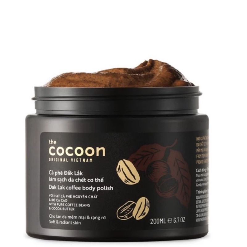 Tẩy da chết cà phê Đắk Lắk cho da mặt và da body Cocoon