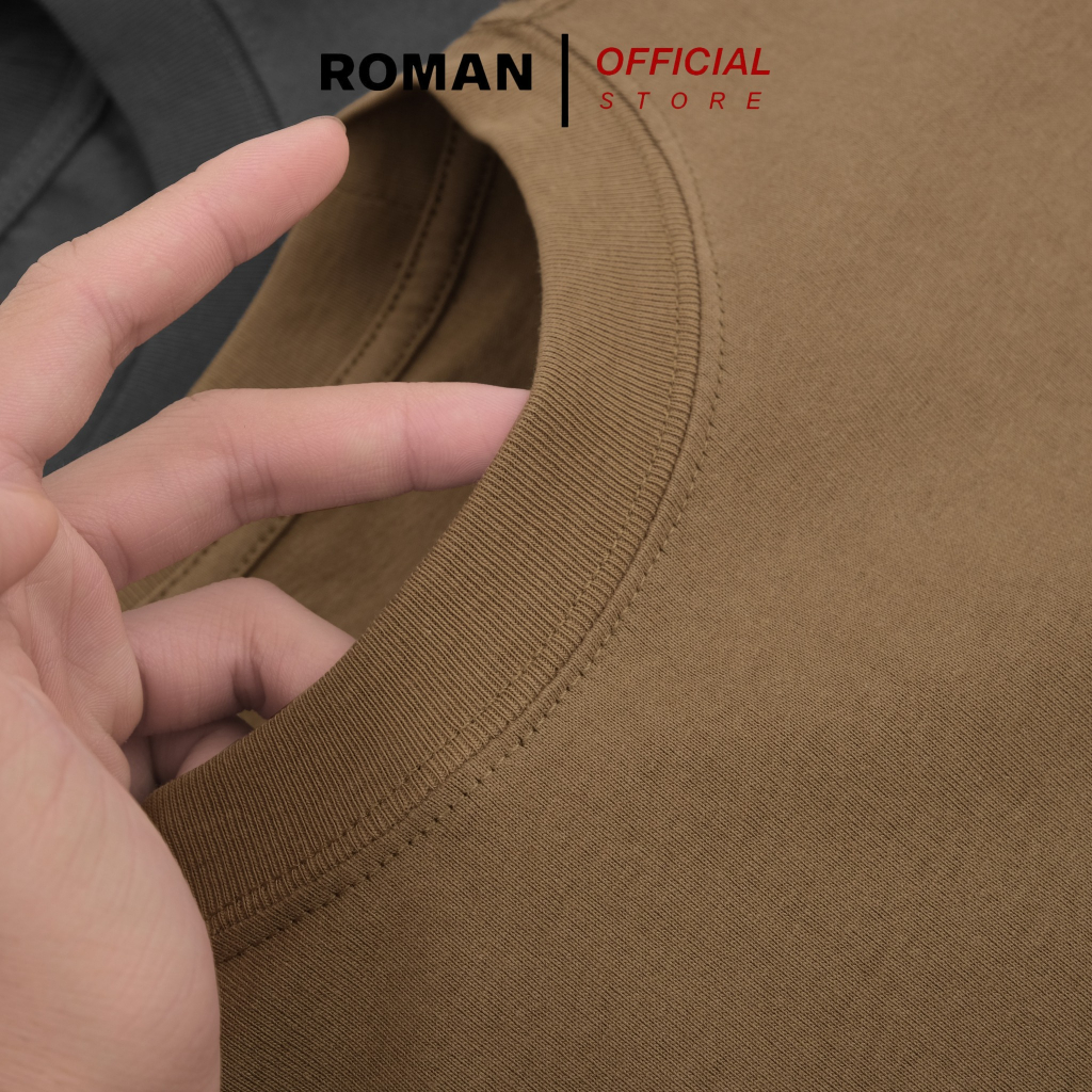 Áo thun nam cổ tròn tay lỡ ROMAN phông trơn unisex cotton 100% cao cấp mềm mịn