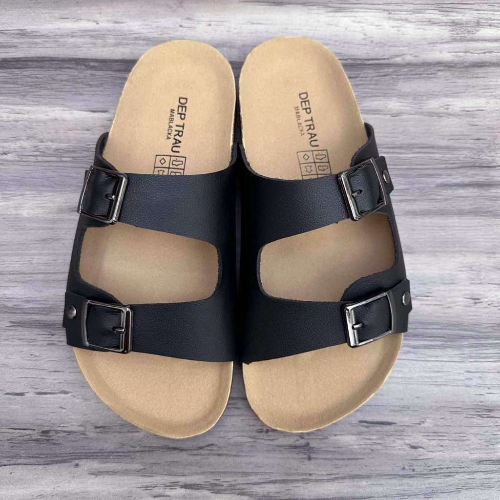 Dép da nam đế trấu hai quai thời trang năng động TR06