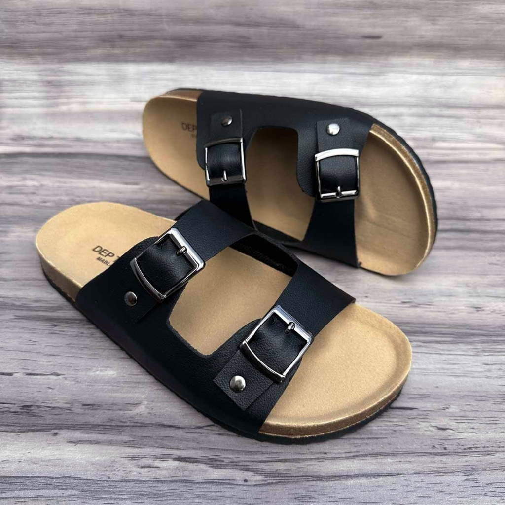 Dép da nam đế trấu hai quai thời trang năng động TR06