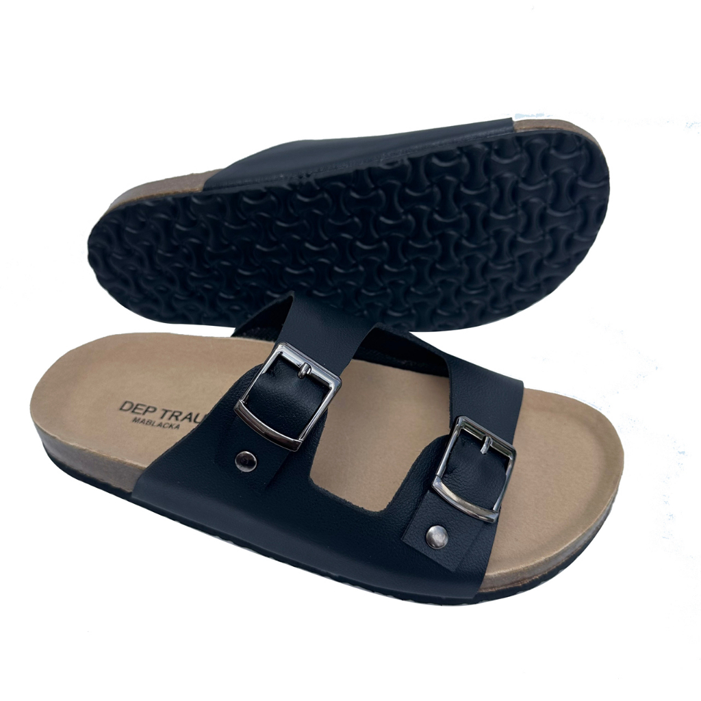 Dép da nam đế trấu hai quai thời trang năng động TR06