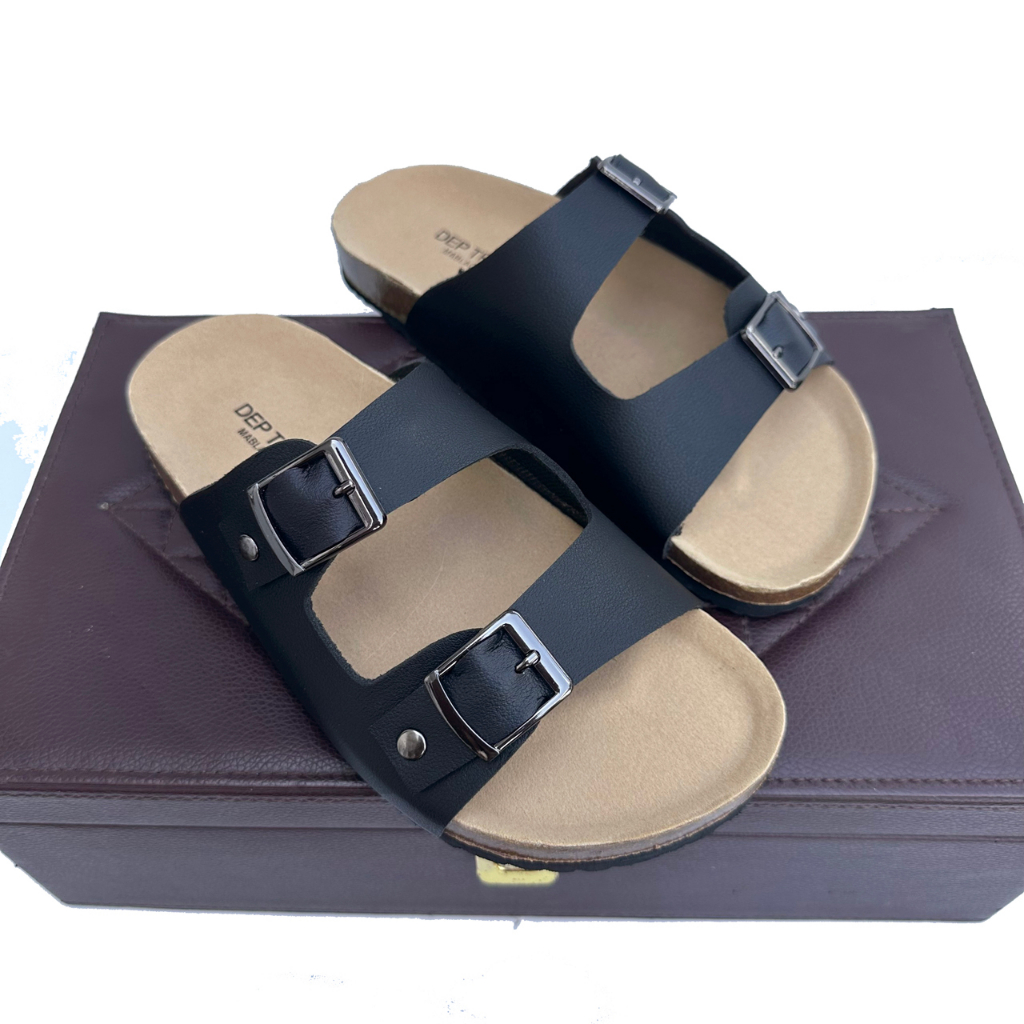 Dép da nam đế trấu hai quai thời trang năng động TR06