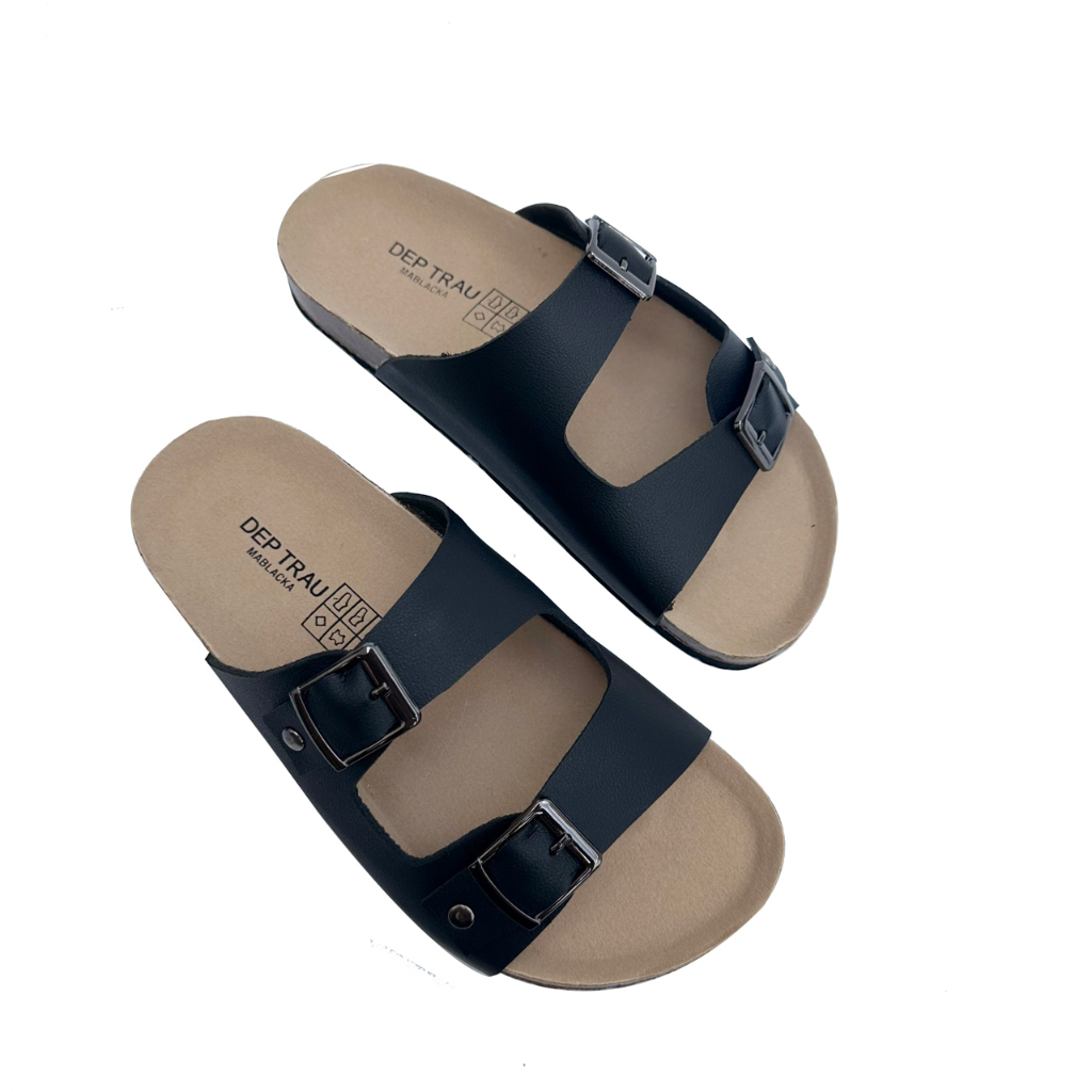 Dép da nam đế trấu hai quai thời trang năng động TR06