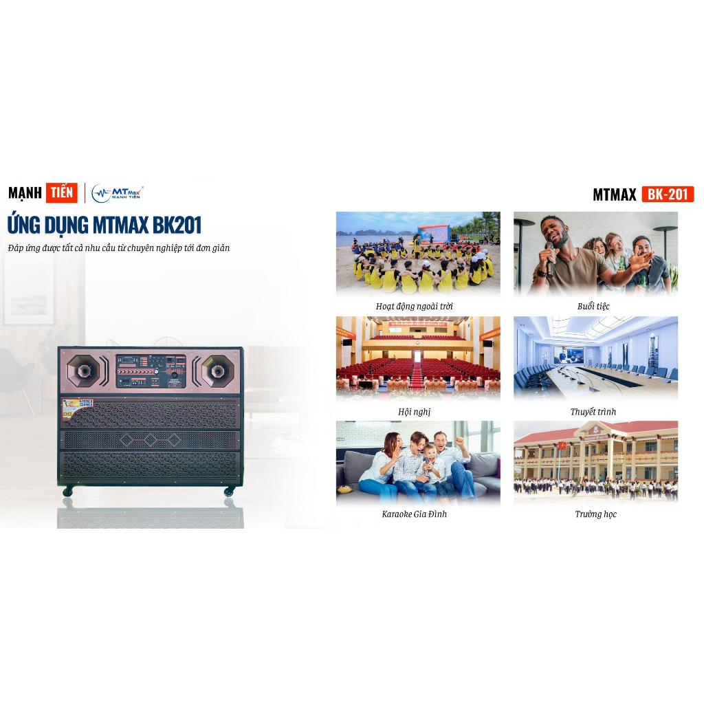 Loa Kéo MTMAX BK201 - Loa Khủng Long Karaoke Bluetooh 2 Bass 35 Âm Thanh Uy Lực Siêu Trầm Âm Bass Cực Căng