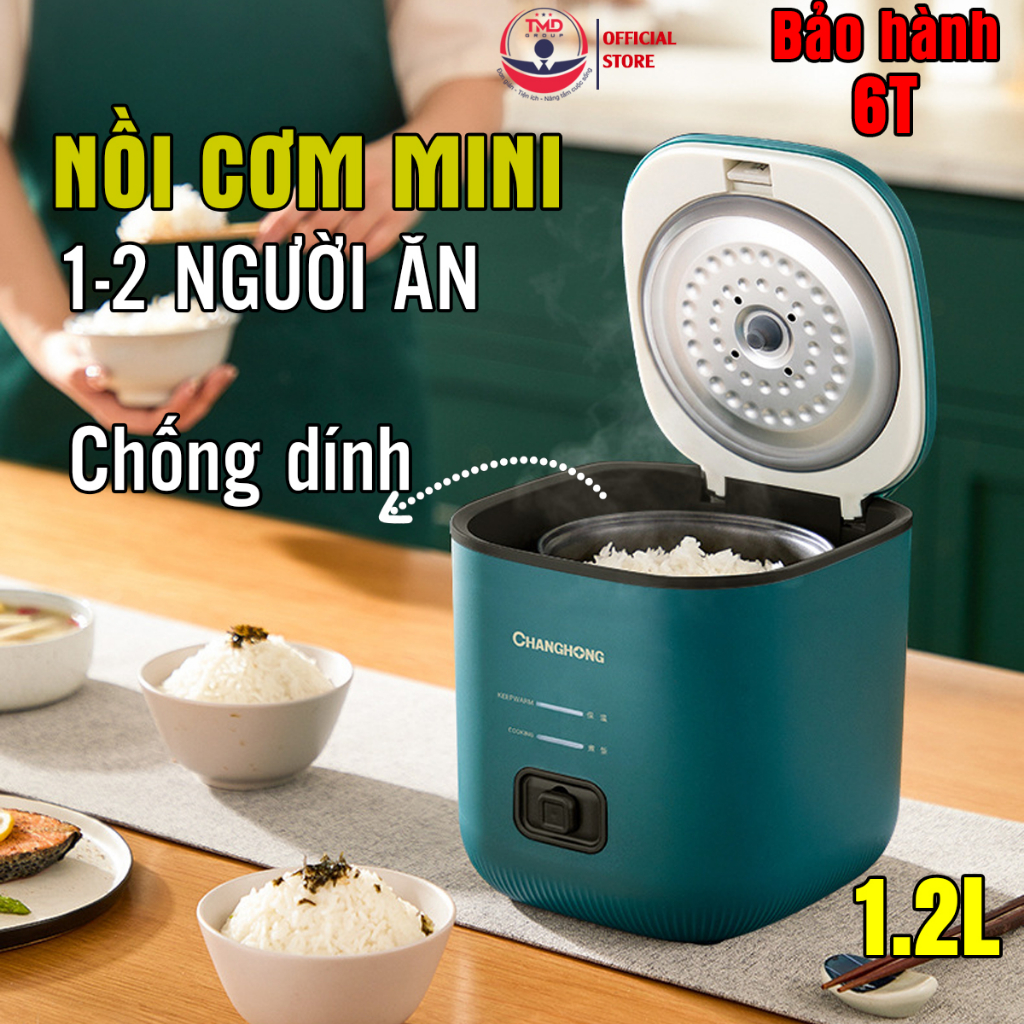 Nồi cơm điện chống dính công suất 200w TMD GROUP 2 người ăn, dung tích 1.2 lít, giữ ấm trong 12h