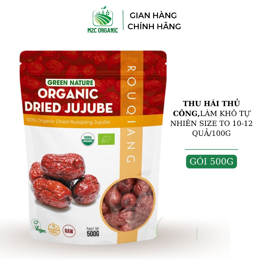 Táo Đỏ Ruoqiang Hữu Cơ 500gr Green size 10.12 trái 100g khô tự nhiên giữ nguyên dinh dưỡng