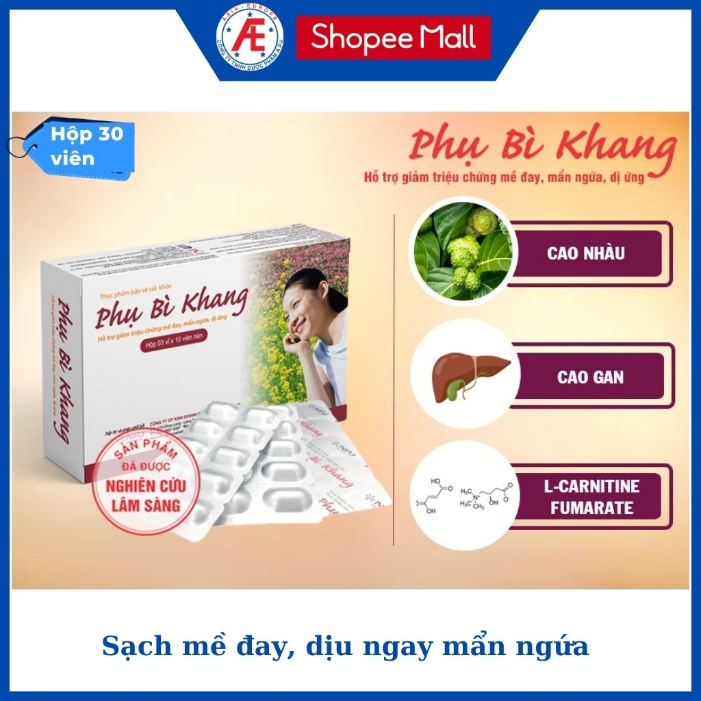 Combo 7 hộp Phụ Bì Khang 30 viên giúp hỗ trợ giảm triệu chứng mề đay, mẩn ngứa, dị ứng