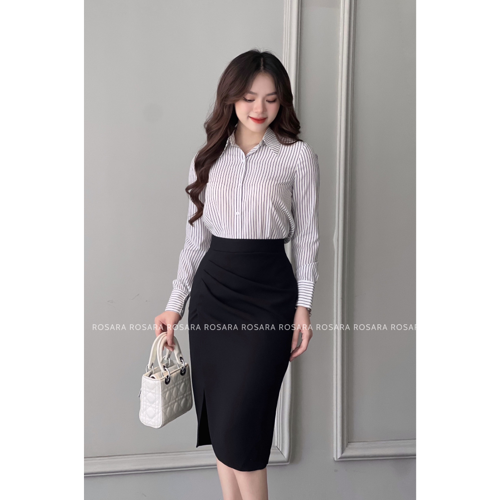 Áo Sơ Mi Nữ Dài Tay Sọc Kẻ Thời Trang Công Sở Rosara SM211