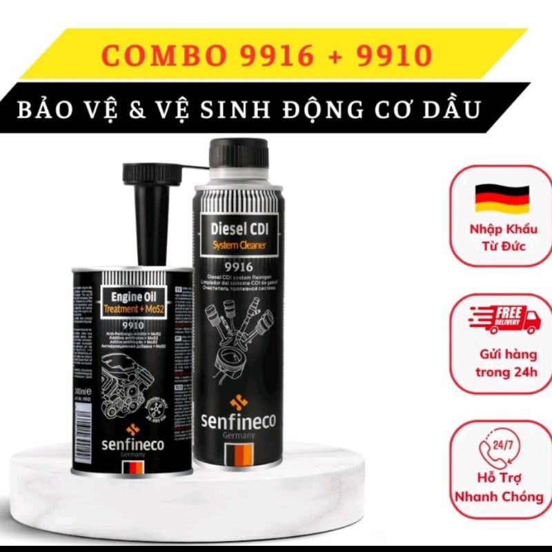 Combo Phụ Gia Cao Cấp Senfineco  Bảo Dưỡng Ô TÔ Máy Dầu [ Diesel ] >Vệ Sinh Hệ Thống Nhiên Liệu 9916 >Phụ Gia Nhớt 9910