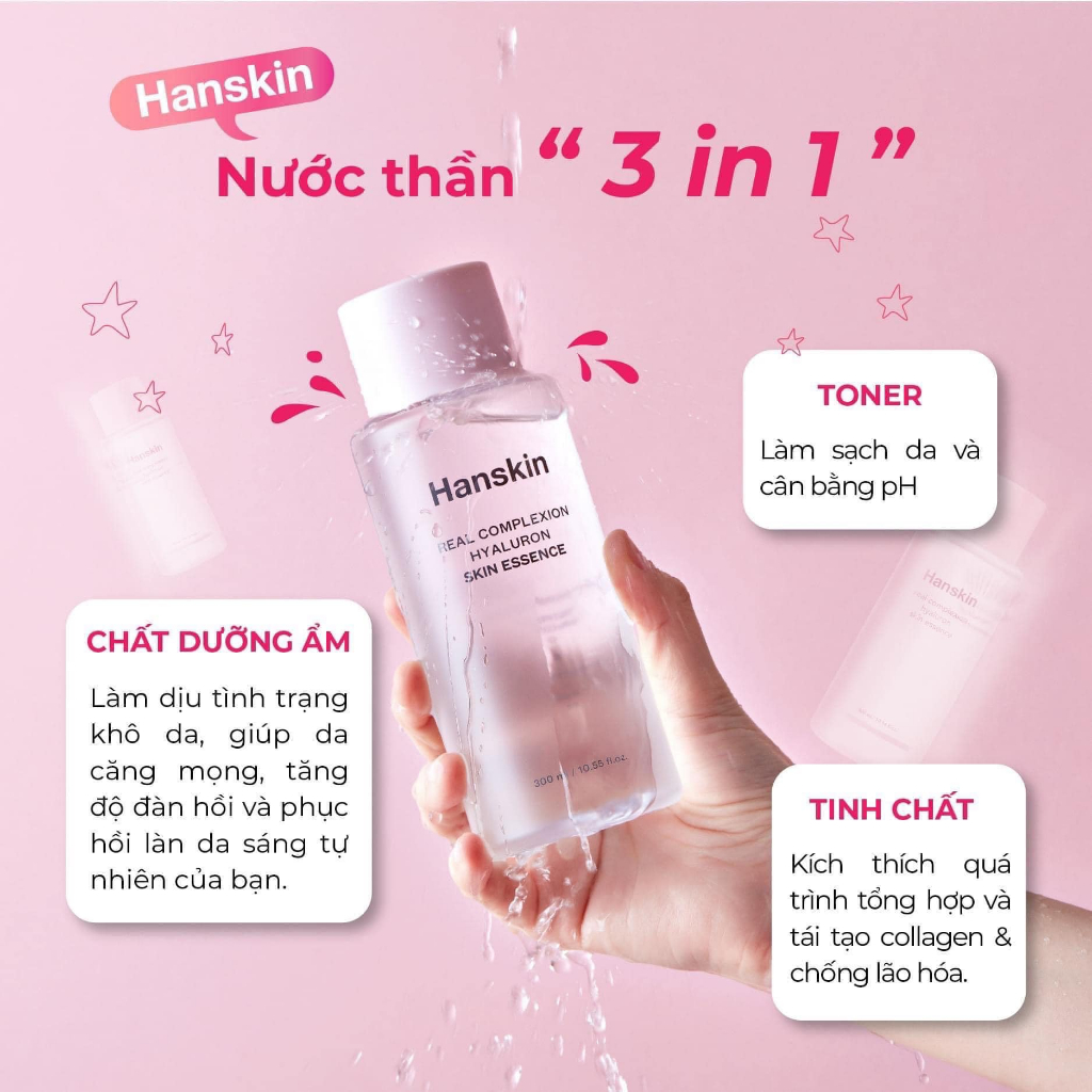 Nước Thần Hanskin Real Complexion Hyaluron Skin Essence Cấp Ẩm Chống Lão