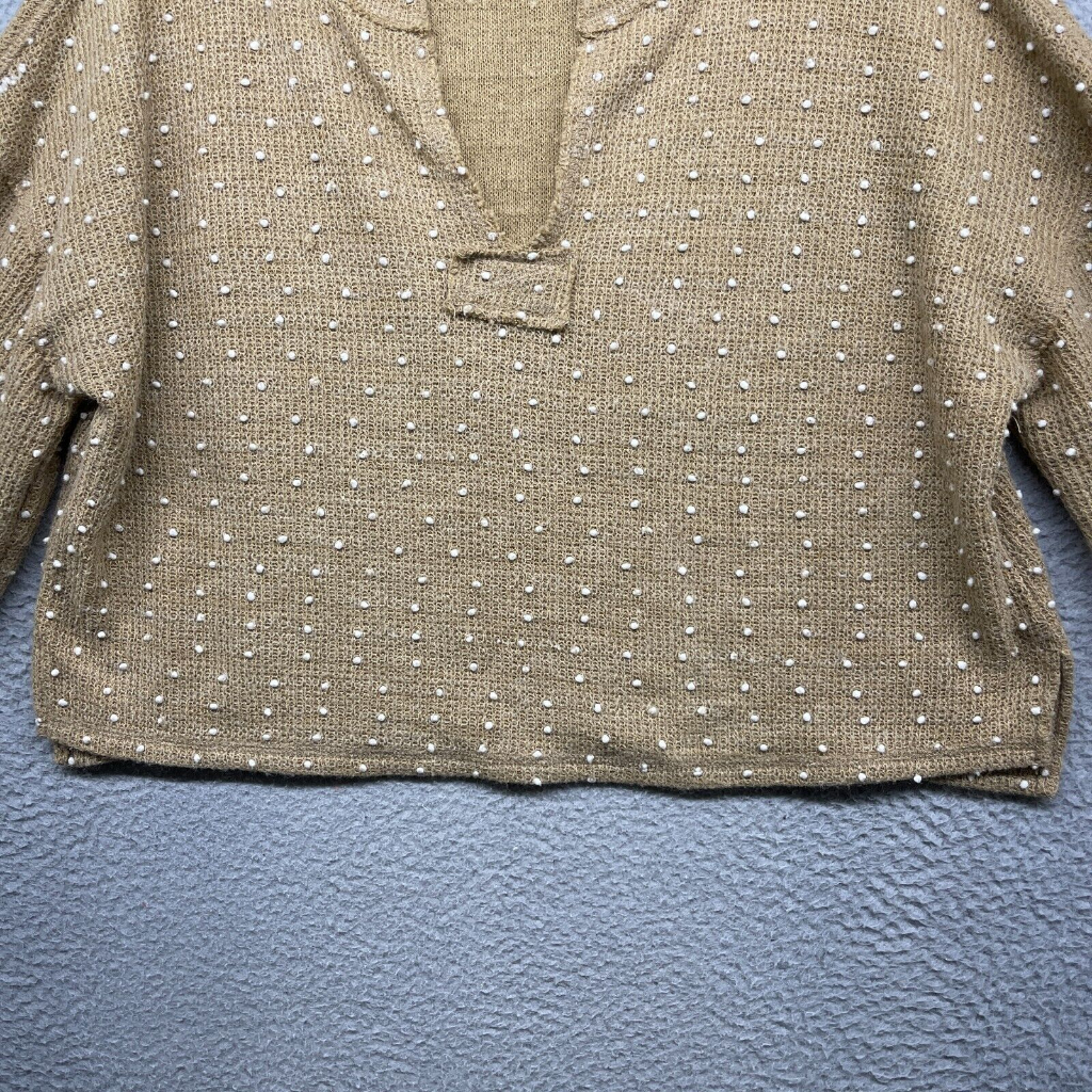 Áo len nữ lông vũ đan len dài tay, áo thu đông chấm bi tay chuông